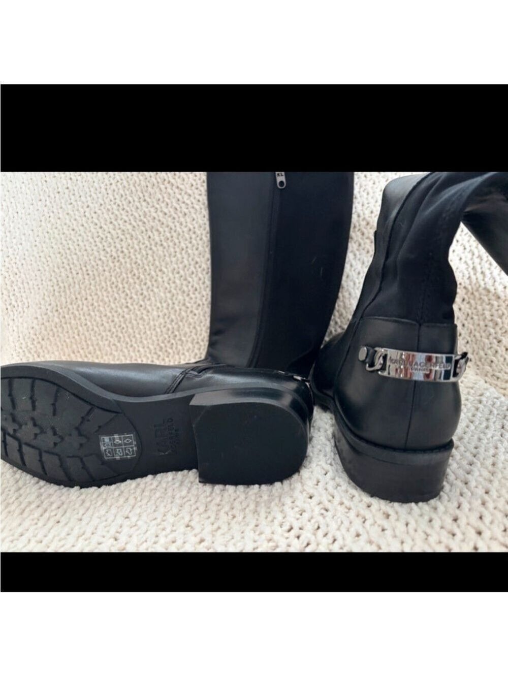Karl Lagerfeld Black Combat Boots